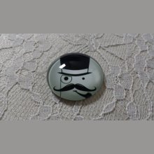 cabochon rond en verre 25mm moustache 017 