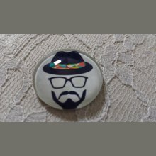 cabochon rond en verre 25mm moustache 006 