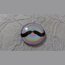 cabochon rond en verre 25mm moustache 001 