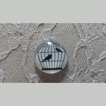 cabochon rond en verre 25mm oiseaux 009 