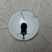 cabochon rond en verre 25mm chat 012 