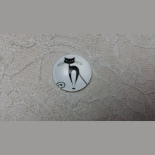 cabochon rond en verre 20mm chat 008 