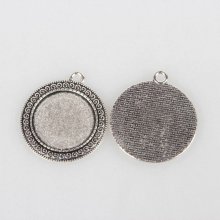 2 supports cabochons de 25mm argent, pendentifs cabochons 52AS 