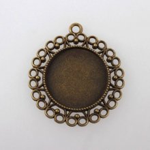 2 supports cabochons de 25mm bronze, pendentifs cabochons 118AB 