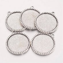 2 supports cabochons de 25mm argent, pendentifs cabochons 19AS-RS 