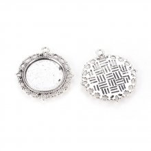 2 supports cabochons de 20mm argent, pendentifs cabochons 15290AS