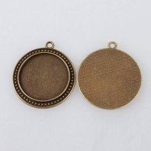 2 supports cabochons de 30mm bronze, pendentifs cabochons 88AB 