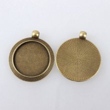 2 supports cabochons de 25mm bronze, pendentifs cabochons 102AB 