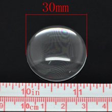 2 Cabochons Ronds 30 mm en verre Loupe transparent N°13