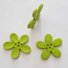 Fleur Orchidée résine 4 trous 40 x 3 mm Vert Vif