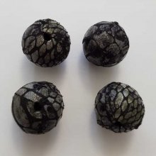 Perle ronde serpent 12 mm Noir