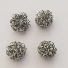 Perle ronde fil de fer métal fantaisie 16 mm Gris Argenté