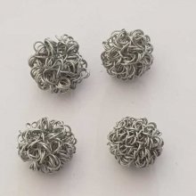 Perle ronde fil de fer métal fantaisie 24 mm Gris Argenté