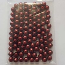 Perle ronde verre effet nacré rouge foncé 6 mm N°01