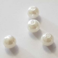 Perle ronde verre effet nacré blanc 6 mm N°01