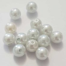 Perle ronde plastique effet nacré blanc-02 10 mm N°01
