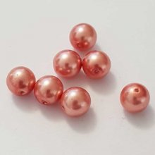 Perle ronde verre effet nacré rose-02 10 mm N°01