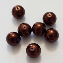 Perle ronde verre effet nacré marron-02 10 mm N°01