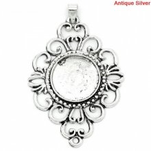 Support cabochon rond 18 mm Argent N°01