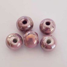 Perle ronde céramique mauve 12 mm N°03