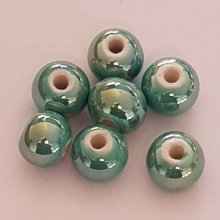 Perle ronde céramique vert 12 mm N°09