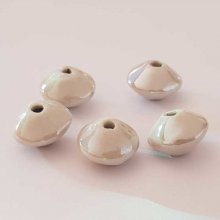 Perle fantaisie soucoupe céramique beige clair 20 mm N°6