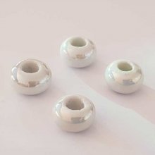 Perle ronde céramique blanc 14 mm