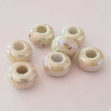 Perle ronde céramique blanc crème 14 mm