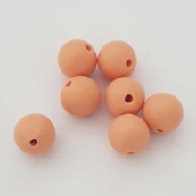 Perle ronde plastique mat orange 12 mm N°002