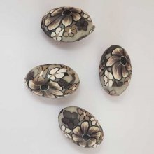 Perle Ovale pâte polymère 19 x 29 mm Fleur N°02