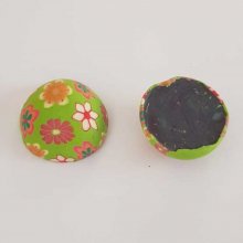 Cabochon pâte polymère 20 mm Fleur Vert N°01