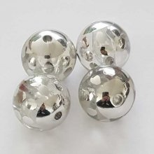 Perle ronde plastique fantaisie gris 25 mm N°09