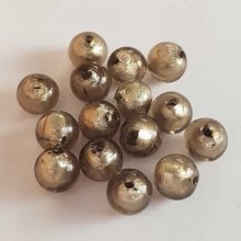 Perle ronde verre effet feuille pailleté 10 mm N°01