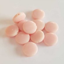 Perle plate plastique rond rose 15 mm N°01