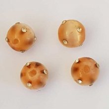 Perle ronde verre œil de chat saumon et strass 10 mm N°01