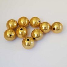 Perle ronde plastique brillante doré 12 mm N°006