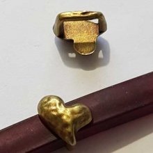 Perle passant coeur pour cuir épais régaliz 10 mm Bronze N°01