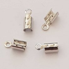 10 Embouts à coller Serres Cordons Argent Vieilli 4 x 3 mm N°02