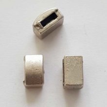 Perle passant rectangle pour cuir 06 mm Argent N°02