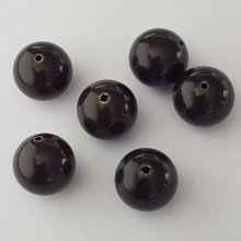 x 5 Perle ronde en plastique Noir 20 mm 02