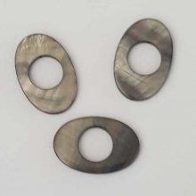 Perle Ovale Nacre 30 x 20 mm Gris Noir