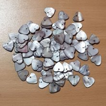 10 Perles breloques Pendentifs Nacres Cœur 17mm Gris