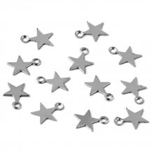 5 Breloques en Acier Inoxydable étoile argent 11 x 10 mm