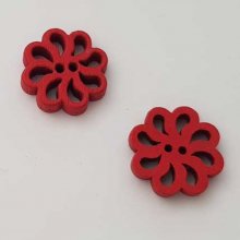 Bouton bois Fleur Rouge N°01-01