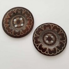 Bouton en bois fleurs 60 mm N°23 x 2 pièces
