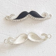 Breloque pendentif Moustache N°22 Noir et strass