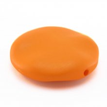 Galet plat résine rond 27 x 8 mm effet cuir Orange