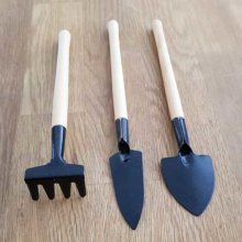 Mini ensemble d’outils de jardinage avec pelle à râteau à manche en bois
