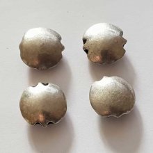 Perle 2 trous en métal argenté galet 18 mm 04