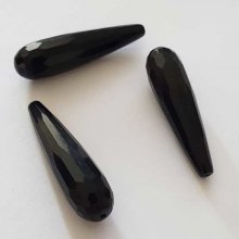 Perle Goutte Facettée Noir 40 mm